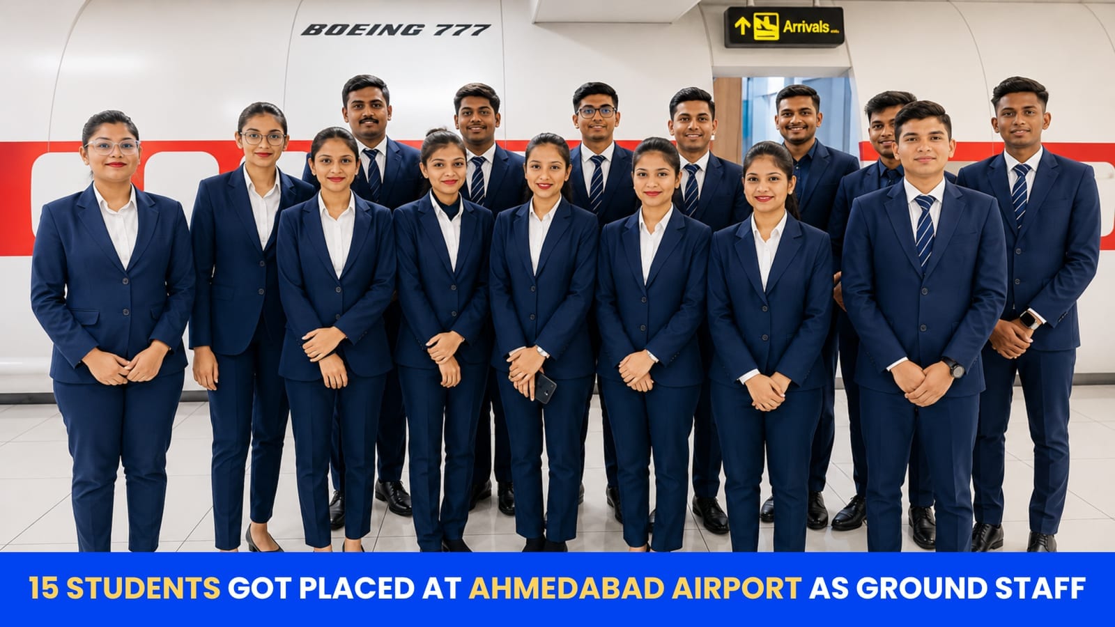 15 students got placed at Ahmedabad Airport as ground staff